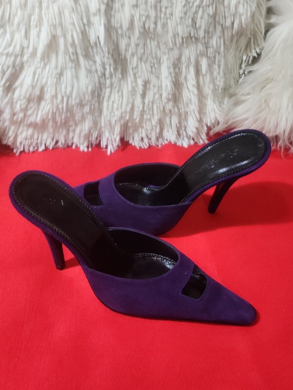 Agent Provocateur Purple Suede Pointed Mule Heels